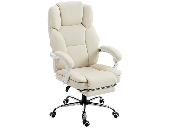 Chaise de bureau cuir synthétique beige 73x64x120 cm