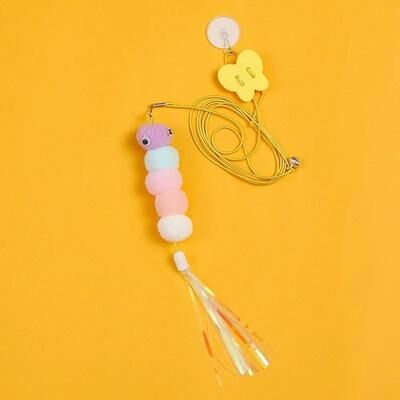 Uplifted Finds Hanging Elastic Doorway Interactive Cat Teaser Toy With Feather & Bell b