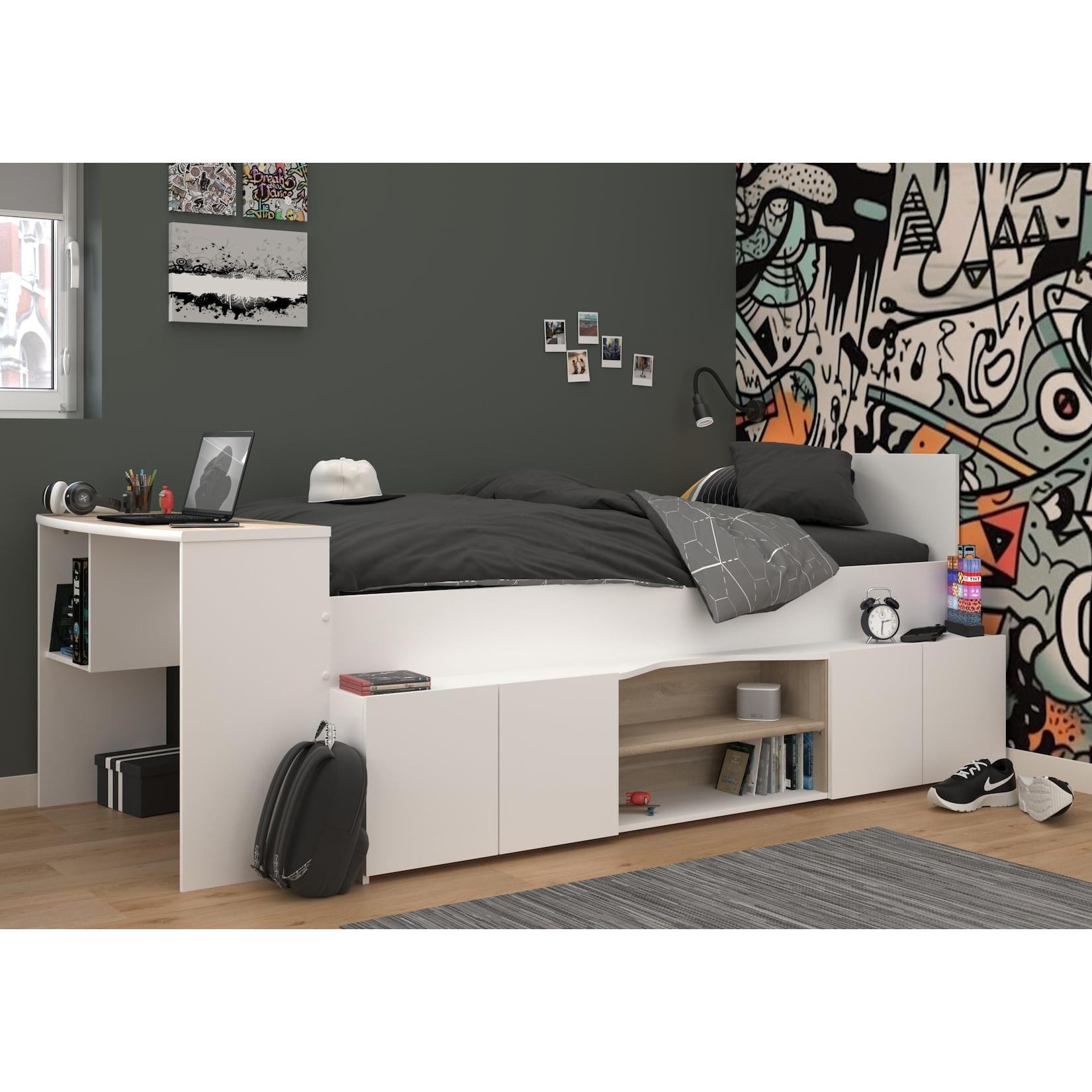 Parisot Halbhohes Hochbett "Cleo 1" Jackson-Eiche / Weiß
