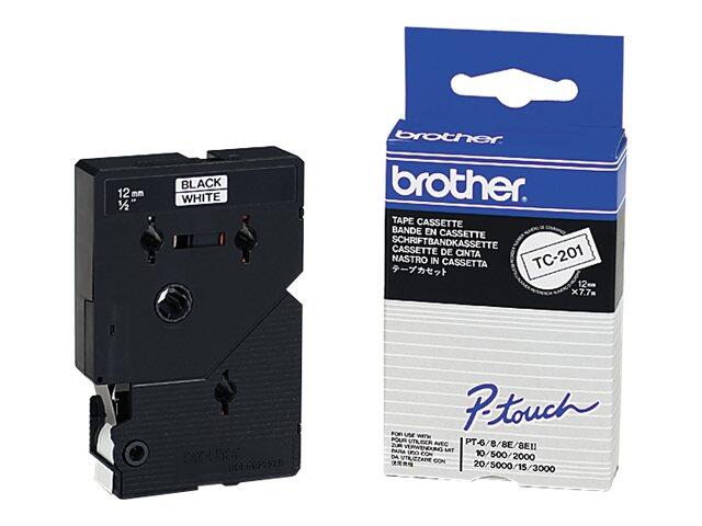 Brother Original P-Touch Farbband schwarz auf weiß (TC-201) TC201