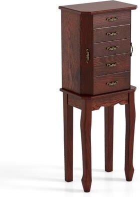 Costway Large Storage Capacity Jewelry Cabinet with 5 Drawers-Walnut