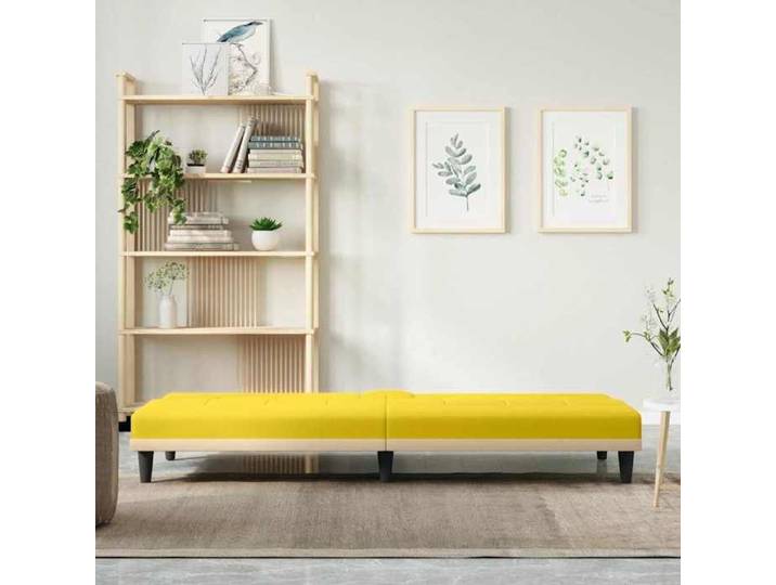 Promo printemps Canapé-lit - SARAZYJ - meuble de salon - 2 PERSONNES - avec porte-gobelets jaune clair tissu - S4437206