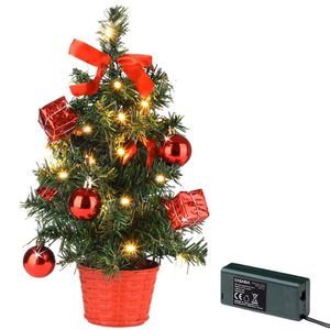 CASARIA Weihnachtsbaum 107724, Tanne rot, 36cm, grün, mit LED Beleuchtung