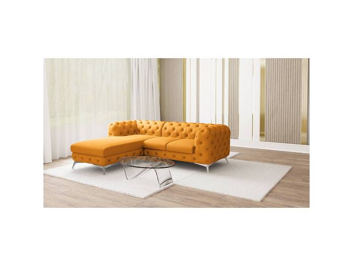 Ecksofa Typ C Gelb Microfaser Enza 261cm Ottomane davorstehend links Glamour