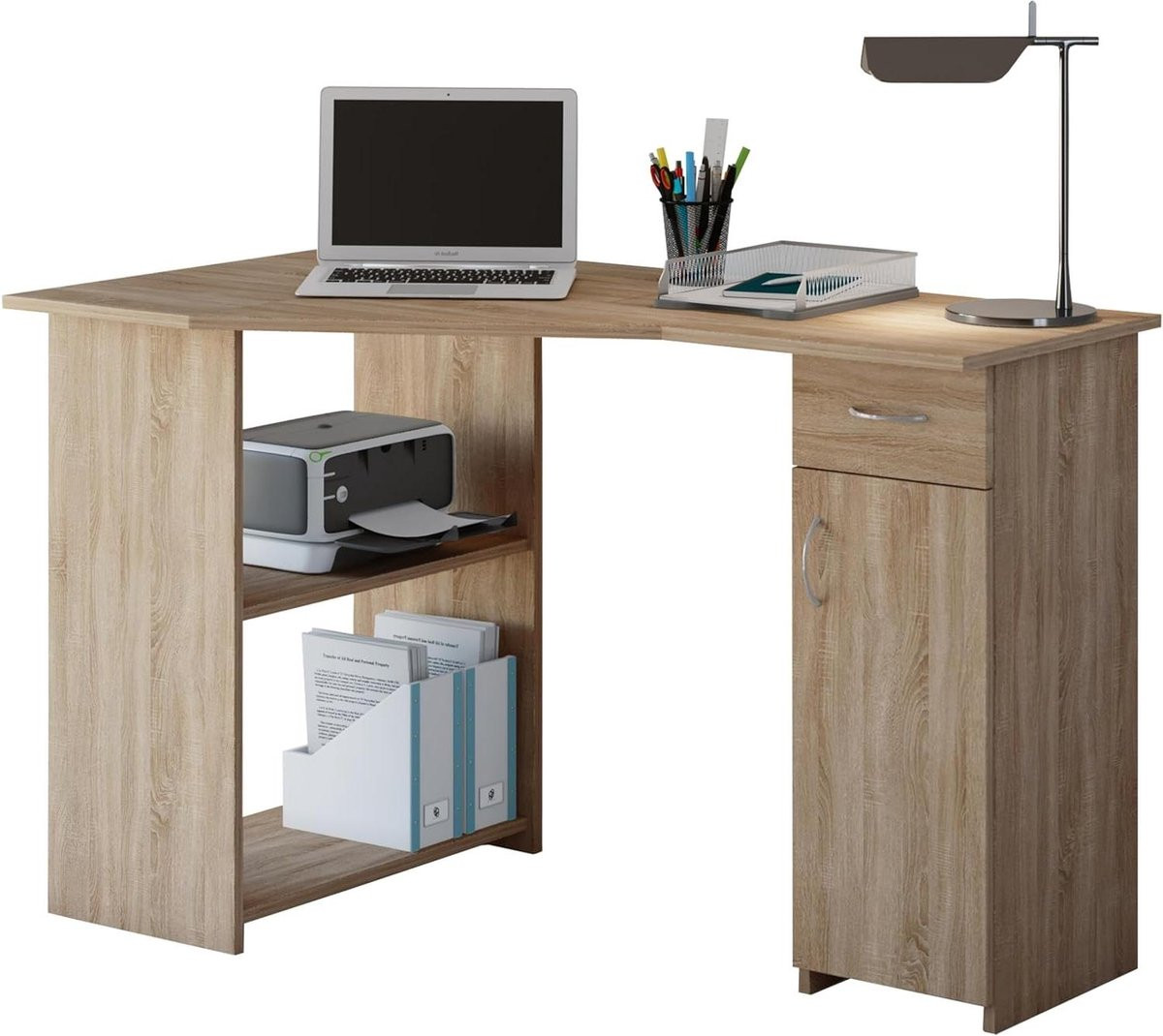 Hoekbureau met lade Sonoma Eik - Breedte: 118 cm