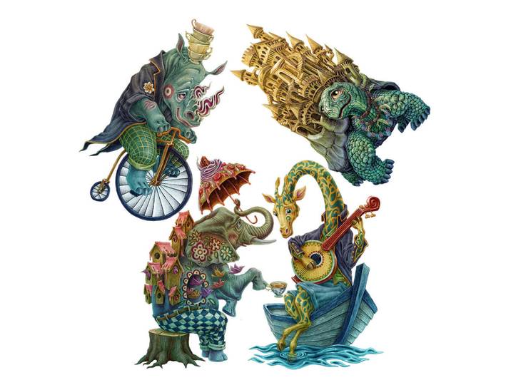 Wallfluent Wandaufkleber 80x97cm - Märchenwesen, Mehrfarbig, Kunststoff, Rechteckig, 80x97x0.1 cm, Tapeten & Wandverkleidungen, Wandtattoos & Sticker, Wandtattoos