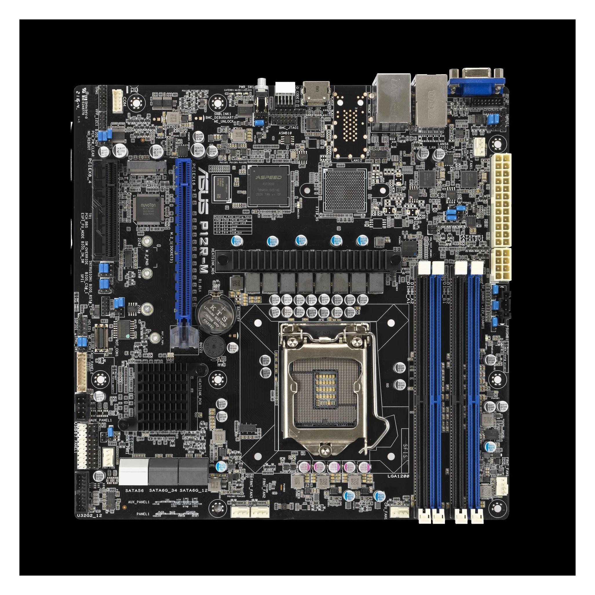 ASUS P12R-M LGA1200 mATX Server MB 4xDDR4 1xm.2 6xSATA (LGA 1200, Intel C252, mATX) (90SB09X0-M1UAY0)