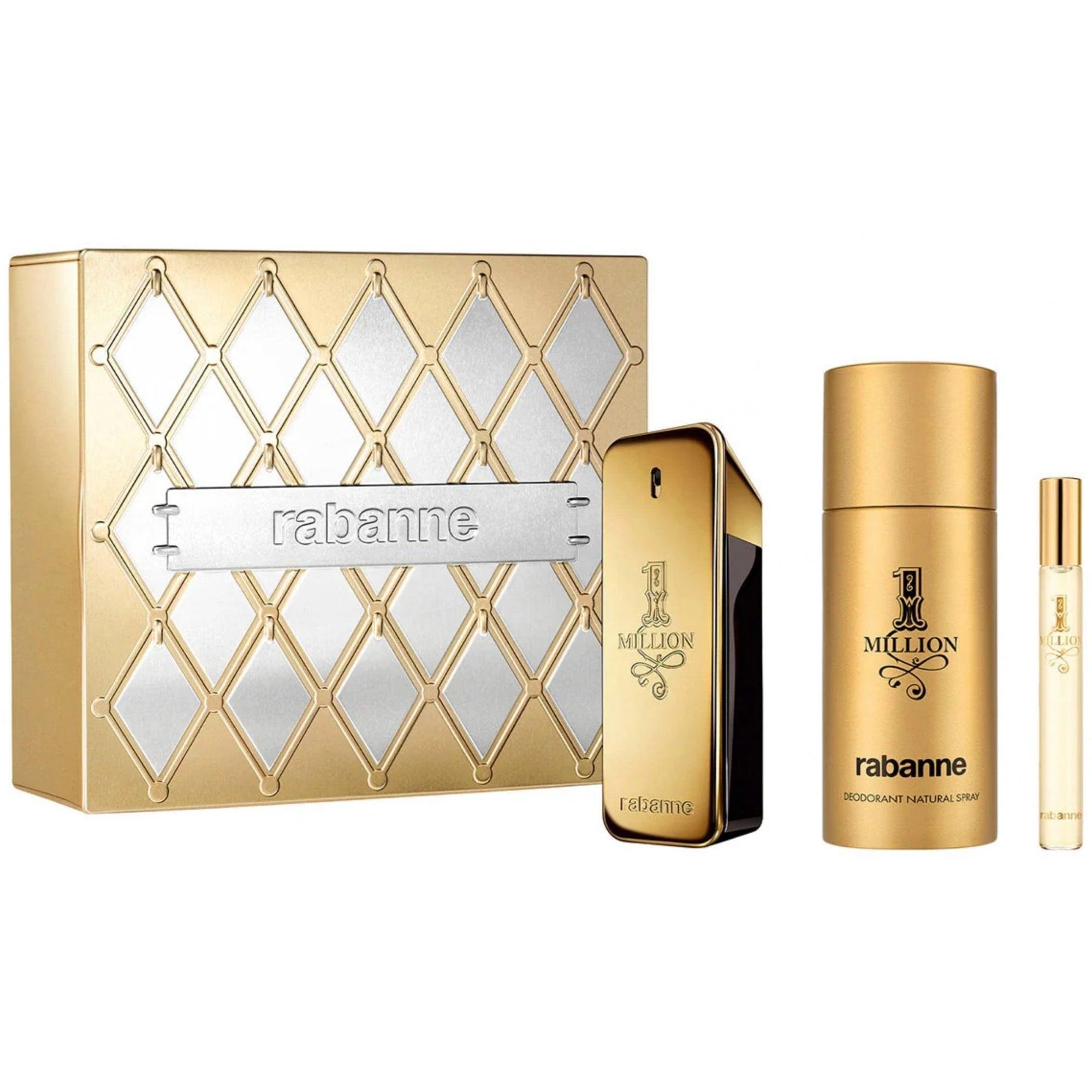 Rabanne 1 Million Cadeauset 100ml EDT Spray - EDT 10ml - Deodorant Spray 150ml
