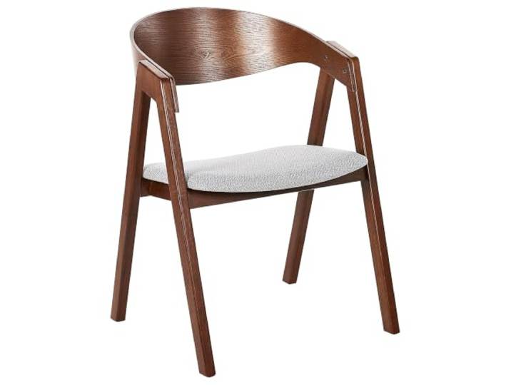Beliani Esszimmerstuhl 2er Set dunkler Holzfarbton Stoffbezug grau mit Holzbeinen Yuba