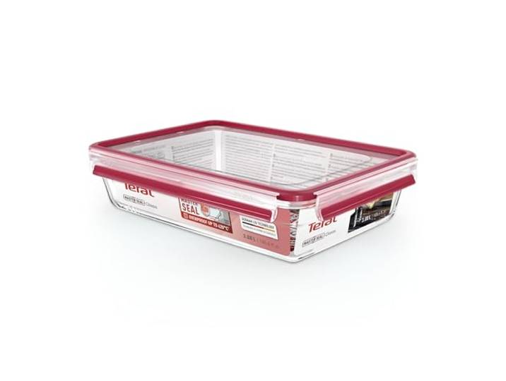Tefal Masterseal Fresh Boîte alimentaire rectangulaire 3 L en verre\, Transparent\, Conservation des aliments\, Empilable\, hermétique\, Compatible four et congélateur N1041210