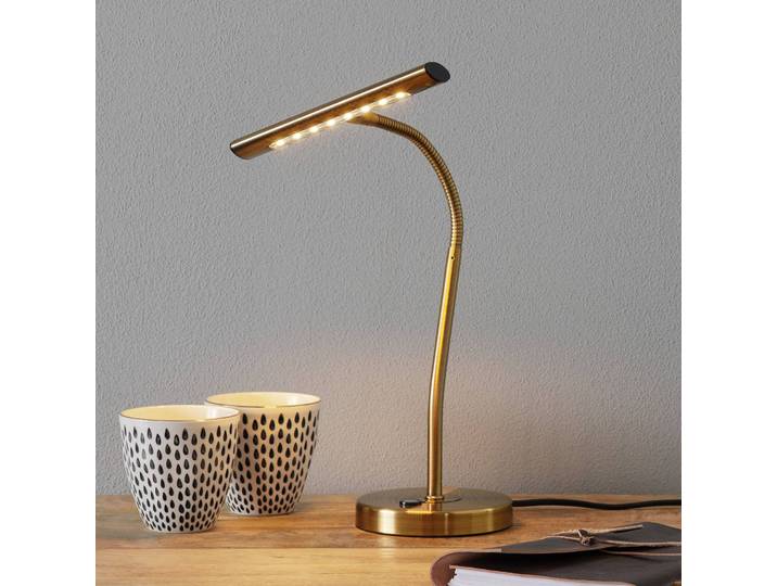 Trio Lighting LED Schreibtischlampe CURTIS, dimmbar, bronze / altmessing, für Arbeitszimmer / Büro, Metall, Modern, LED Tischlampe