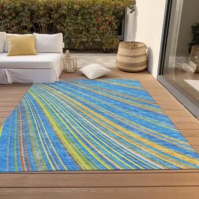 Addison Rugs Machine Washable Indoor/ Outdoor Stripe Wave Chantille Rug
