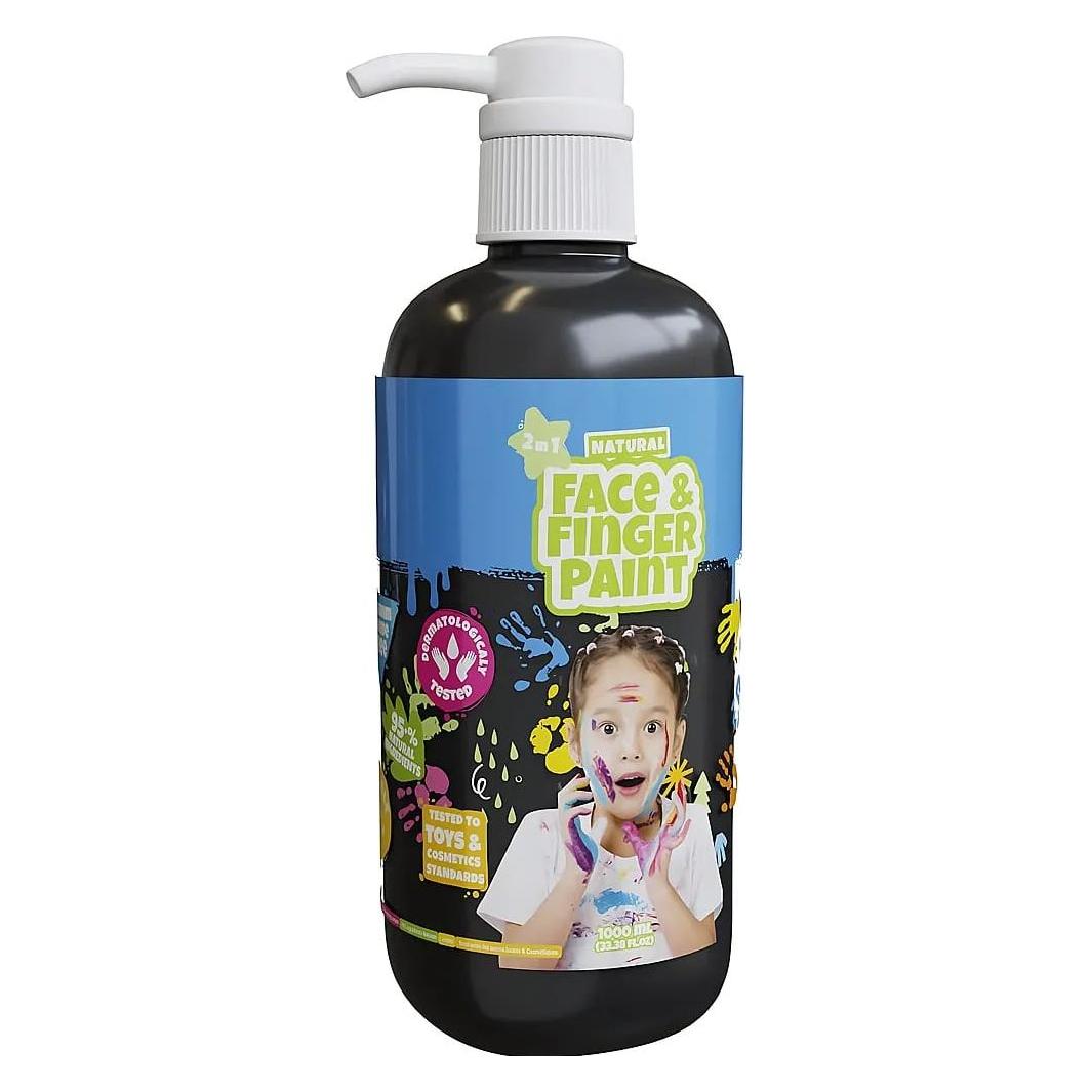 Boti Natürliche Gesichts- und Fingerfarbenflasche mit Pumpe - Schwarz, 1 l (39370)