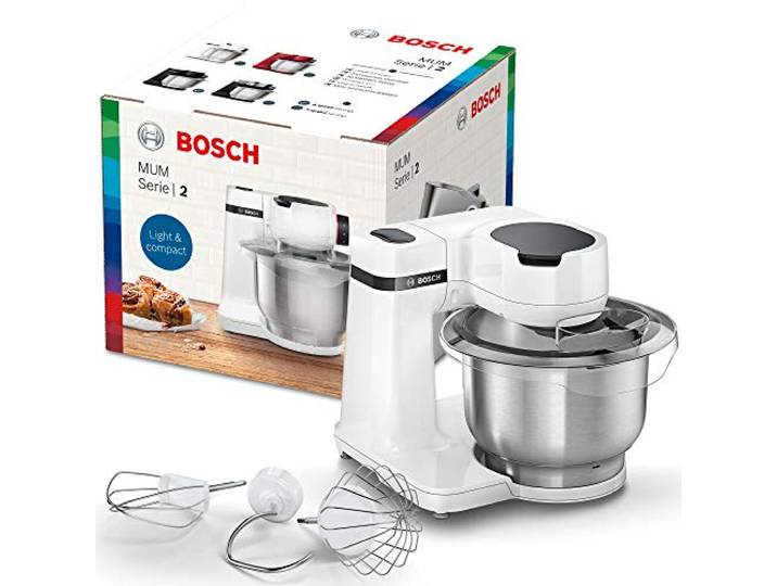 Bosch\, robot pâtissier\, moteur 700 watts\, mélange homogène\, kit accessoires pâtisserie\, blanc\, MUMS2EW00