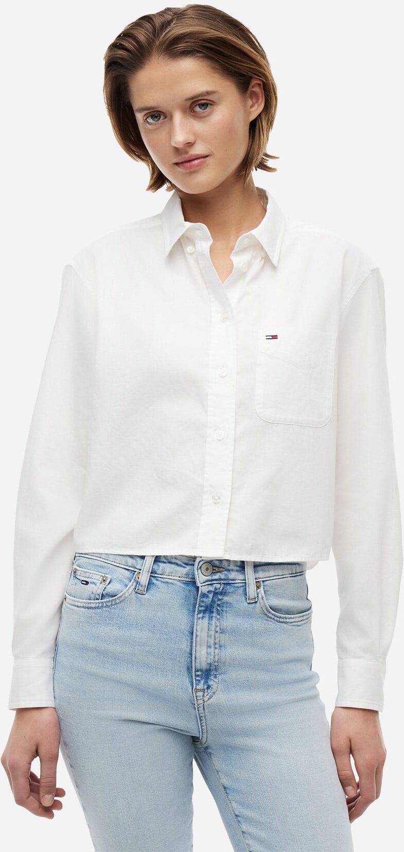 Tommy Hilfiger Crop W - Camicia - Donna - Bianco S