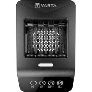 Varta Akku-Ladegerät LCD Ultra Fast Charger+ 57685, für AA, AAA Akkus, 4 Ladeschächte, mit 4 Akkus