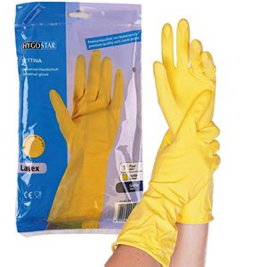 Franz-Mensch Gummihandschuhe Hygostar Bettina, 25958, Latex, gelb, Größe M, 12 Paar