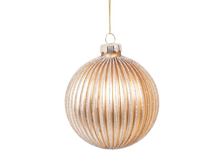 Christbaumkugel aus Glas, geriffelt, gold