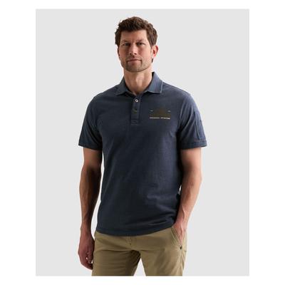 Poloshirt PME LEGEND, Herren, Gr. S, blau (sargasso sea), Piqué, Obermaterial: 100% Baumwolle, meliert, normal normal, ohne Ausschnitt, Shirts, Aufgesetzte Ärmeltasche mit Marken- Label