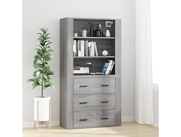 RJPLMFV Anrichte, hoch, grau, Holz Aufbewahrungsmöbel, Wandmontage, großer Raum, feuchtigkeitsbeständig