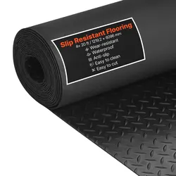 VEVOR Gummimatte, 1219,2 x 6096 mm Garagenbodenmatte, 3 mm dicke Antirutschmatte, Bodenschutzmatte, Antirutschmatte, Noppenmatte, leicht zu reinigen, für Lager, Fitnessstudios, Anhänger, Schwarz