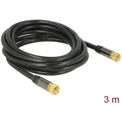 DELOCK Antennenkabel F -> F St/St 3.00m schwarz