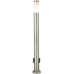 Aussenlampe mit Steckdosen Außensteckdose mit Licht Garten Aussensteckdose Edelstahl, 1x LED 9W 810lm 3000K, DxH 7,6x110 cm