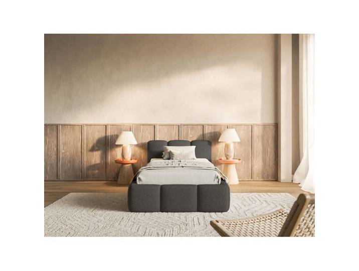 Lit rembourré 90x200 – CLOUDY LOW – Chenille Graphite