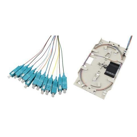 Tecline LWL Spleisskassette mit 12x Faserpigtail OM3, farbig, SC/UPC, 2,0 m (0.16 m) (20500025)