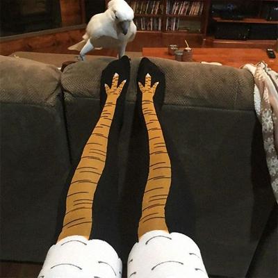 Uplifted Goods Fun Chicken Print Cosplay Socks With High Flexibility long Pink 4 9 M 5.5 11 W
