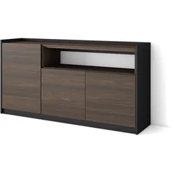 SIDEBOARD, Highboard, Dunkler Eiche und Schwarz, 156/37/80cm