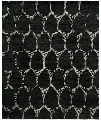 KALATY Modern Grey Hand-Knotted Viscose Area Rug