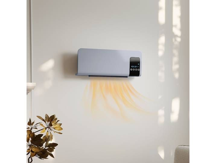 HOMCOM Chauffage Mural 2000W LED Télécommande Gris