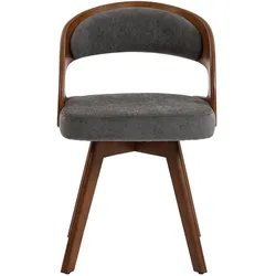 MODFU Drehbarer Esszimmerstuhl Leinen Grau mit Buchenholzbeinen, 44x41x75 cm, 360° drehbar