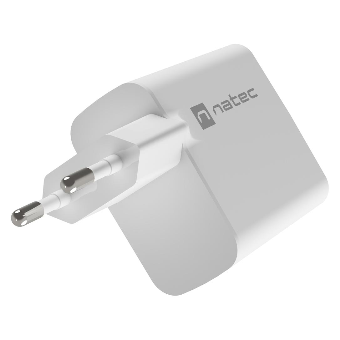 Genesis Ladowarka sieciowa Natec Ribera Gan 1x USB-A + 1x USB-C 45W biala (45 W, 2 Ports) (NUC-2142)