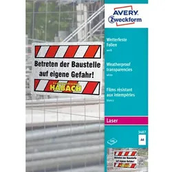 Avery Zweckform 100 weiße, wetterfeste Folien