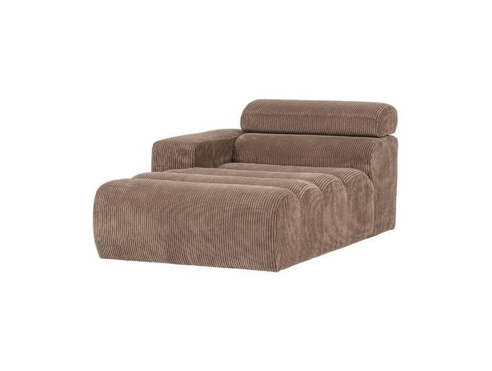 Élément chaise longue bras gauche tissu côtelé taupe NOVI