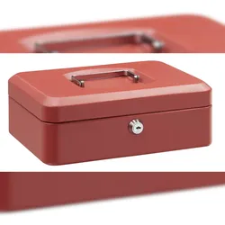ARREGUI Elegant C9234 Geldkassette aus Stahl | 25 cm breit | Abschließbare Kasse mit Geldeinsatz | Geldkassette mit Schlüssel und Münzeinsatz | rot