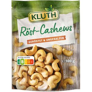 Kluth Cashewkerne Röst Cashews, ganze Nüsse, geröstet und ungesalzen, im Beutel, 100 g