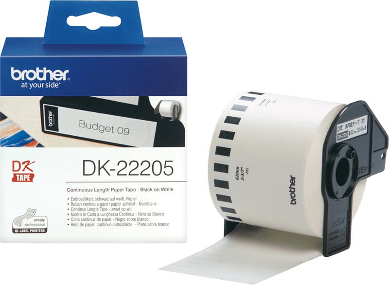 Brother DK-22205 etikettenrol zwart op wit