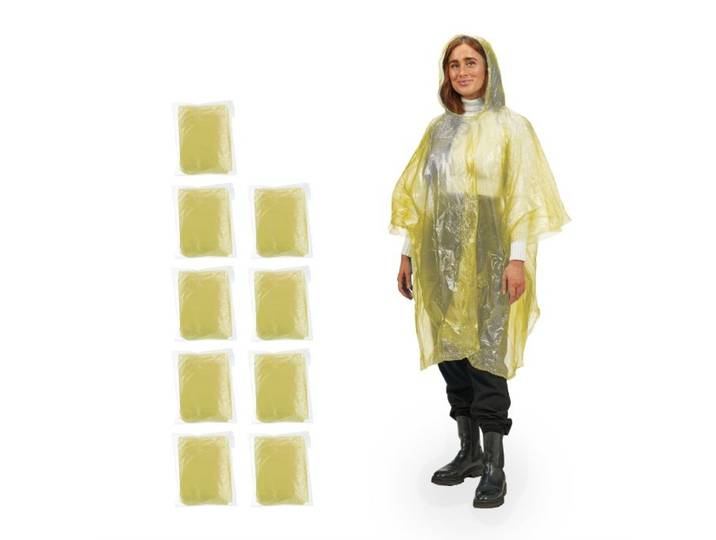Relaxdays 100x Einweg Regenponcho Gelb