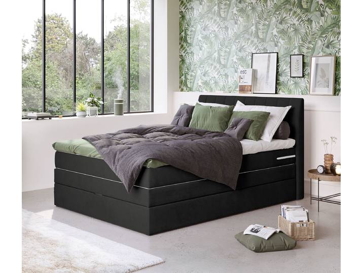 Boxspringbett 140 x 200cm Microfaser Aleka Schwarz