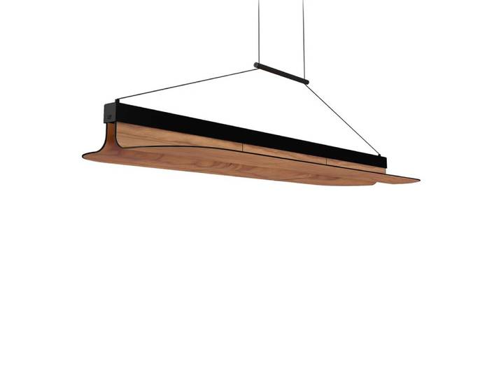 LZF LUZIFER lampe à suspension OMMA 1 LONG LEAF finitions noire (Dimmer 0-10V - Vernis à bois)