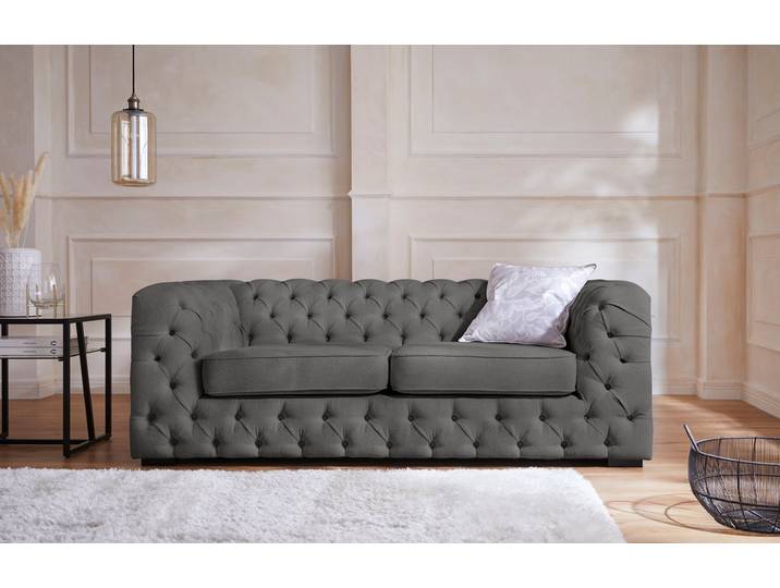 Chesterfield-Sofa HOME AFFAIRE Kalina , grau (anthrazit), B:190cm H:67cm T:98cm, Sofas, mit klassischer Chesterfield-Knopfheftung