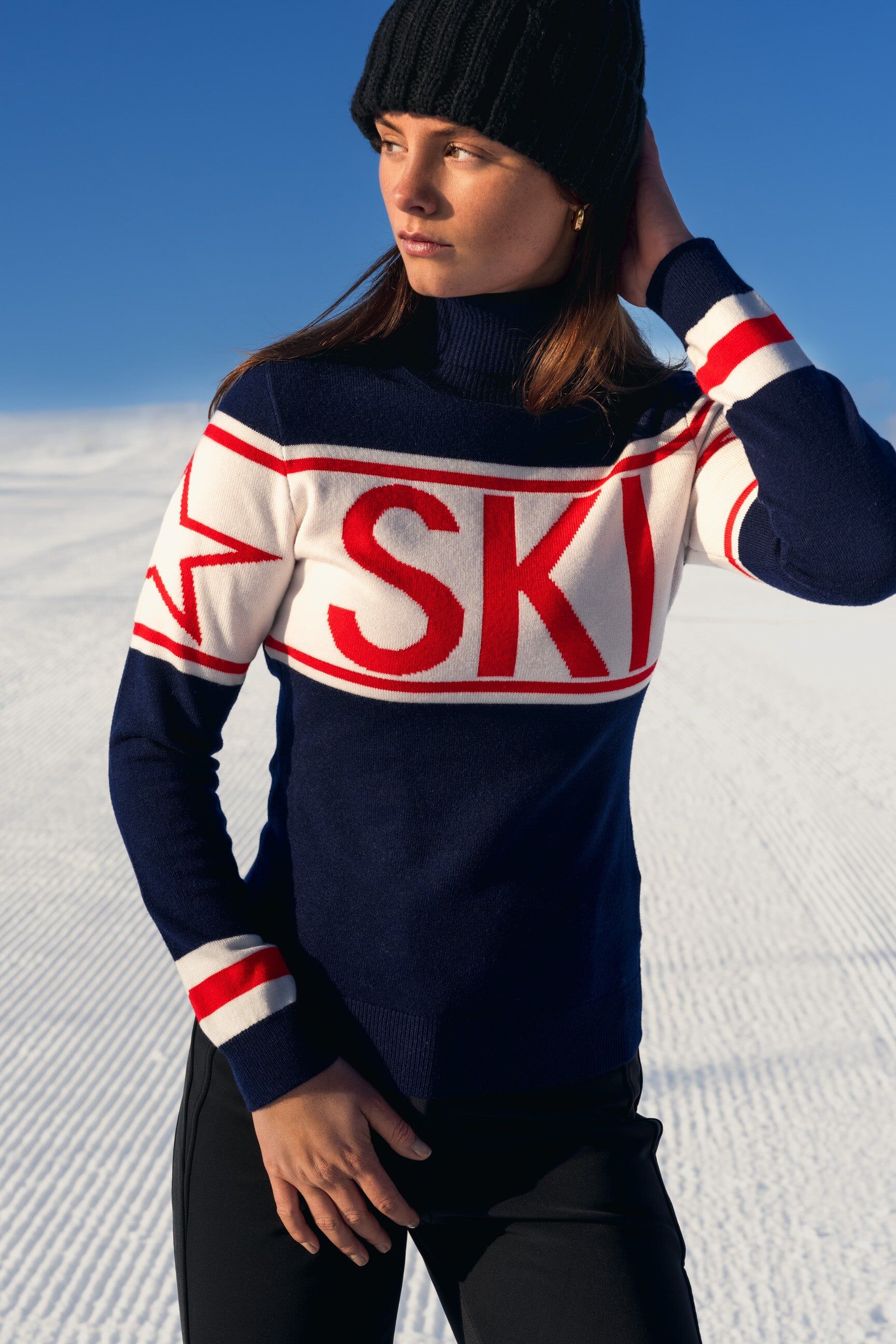FAMME - SKI Sweater - Blue/Red / S