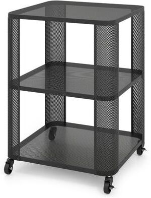 Costway 3-Tier End Table with Wheels Rolling Side Table with Open Storage Shelves-1 Piece