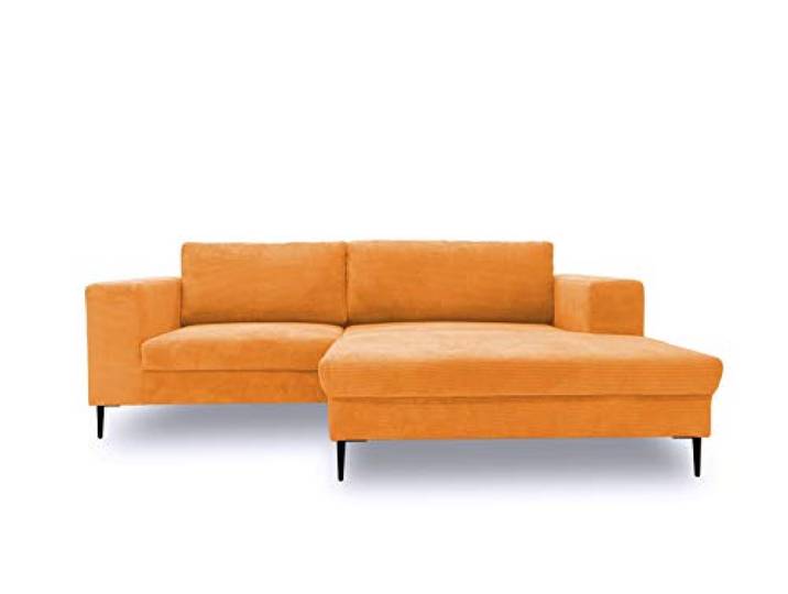 DOMO Collection Modica Ecksofa, moderne L-Form, kleine Ecke, Eckcouch, Sofa Eckgarnitur, Cord, orange, 244x173x83