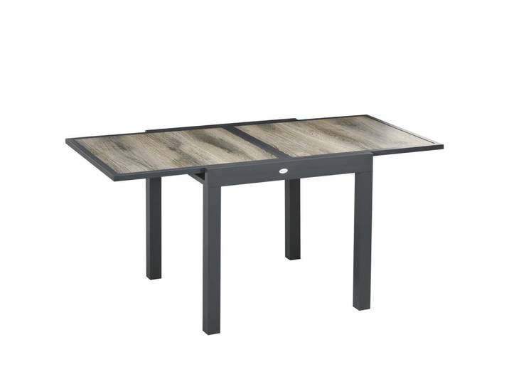 Outsunny Gartentisch, Beige+Grau, Aluminium, Metall, 80x75x160 cm, Gartenmöbel, Gartentische, Gartentische