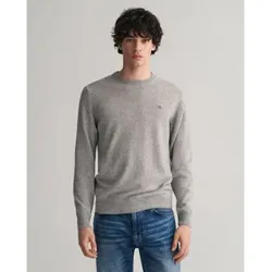 Gant für Herren. 87211 Pullover mit rundem Halsausschnitt aus sehr feiner grauer Schafswolle (S), Lässig