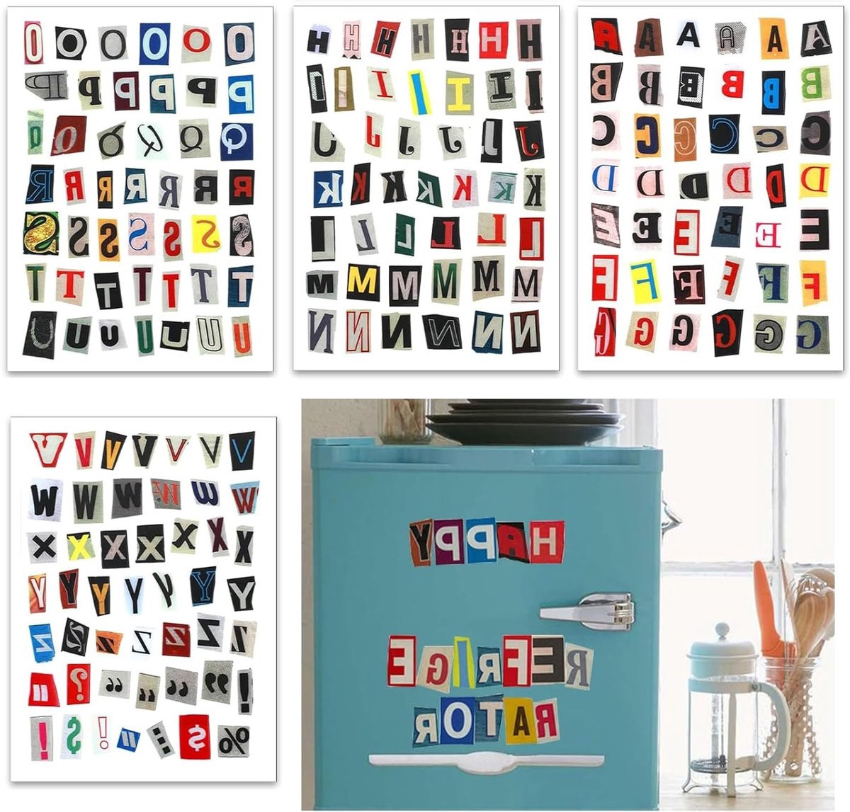 Creatieve Scrapbook Accessoires met 4 Bladen Zelfklevende Letterstickers, Waterdicht en Multikleurig voor Notitieboeken en Decoratie